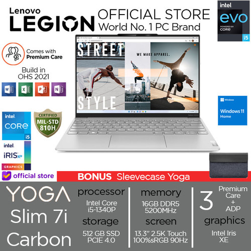 Lenovo Yoga Slim 7i Carbon i5 1340P 16GB 512SSD 13.3 WQXGA Touch