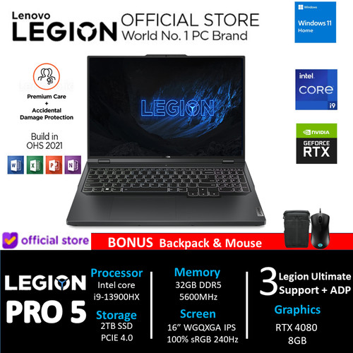 Lenovo Legion Pro 7i RTX4080 i9 13900 32GB 2TBSSD W11+OHS 240Hz 36ID