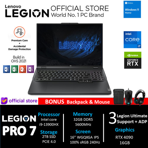 Lenovo Legion Pro 7i RTX4090 i9 13900 32GB 2TBSSD W11+OHS 240Hz 35ID