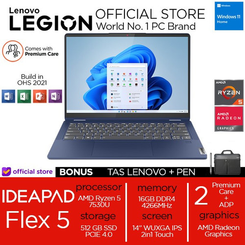 Lenovo Flex 5 14 2IN1 Touch Ryzen 5 16GB 512ssd W11+OHS 14.0WUXGA IPS