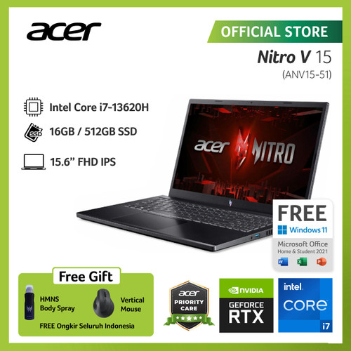 Acer Nitro V 15 ANV15-51-74ZW GeForce RTX™ 4050 i7-13620H 16GB 512GB