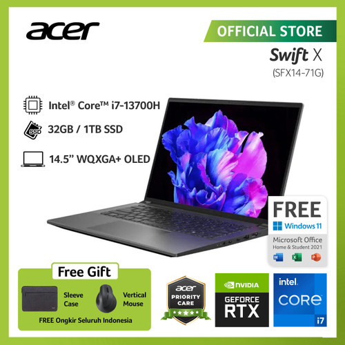 ACER SWIFT X 14 OLED SFX14-71G-70KB 14.5 I7-13700H 32GB 1TB RTX 4050