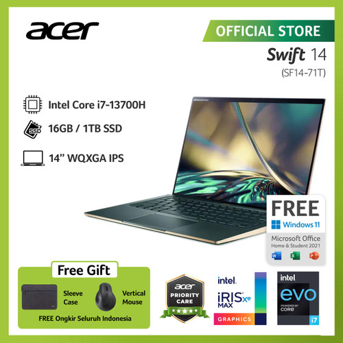 ACER SWIFT 14 SF14-71T-79UV 14"QHD GEN 13 i7-13700H 16GB 1TB BLUE W11