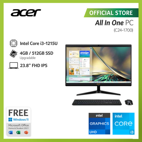 Acer Aspire All in One C24-1700-I3-512/23.8'' Core i3 [DQ.BJFSN.001]