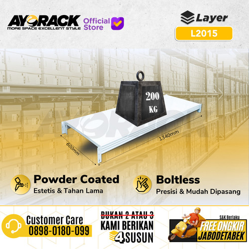 LAYER 200KG 1.5 METER L2015 - AMBALAN BESI RAK GUDANG AYORACK AL2