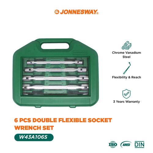 Jonnesway 6Pcs Kunci Busi DOUBLE Flexible Socket Wrench Set - W43A106S