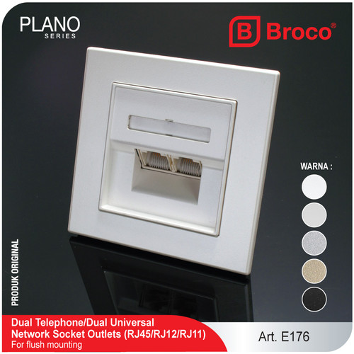 Broco Plano E176 Dual Universal Network Socket Outlets RJ45/RJ12/RJ11