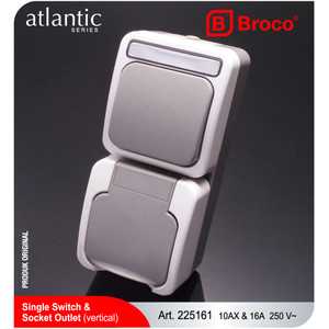 Broco Atlantic 225161 Stop Kontak + Saklar Engkel (Vertical)