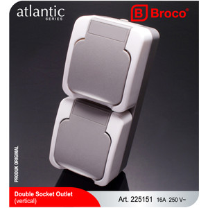 Broco Atlantic 225151 Stop Kontak 2 Gang (Vertical)