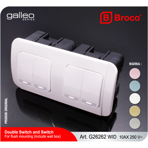 Broco G26262 (B) Saklar Seri 2 Gang WID Galleo