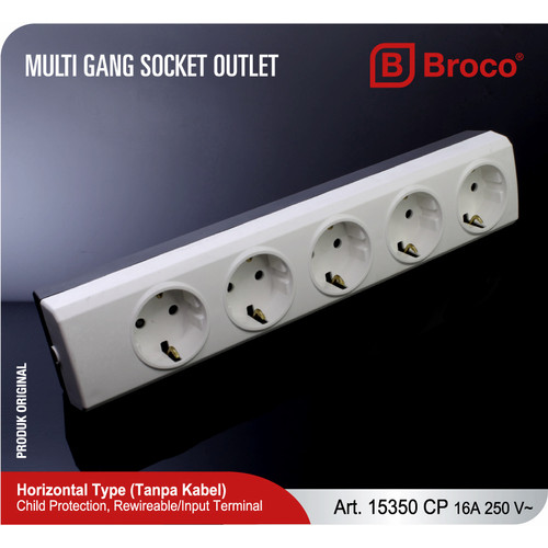 Broco 15350-55CP Stop Kontak 5 Lubang (CP)