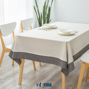 Informa 140X220 cm Taplak Meja Linen Border - Abu-Abu