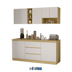 Informa 1.8 Mtr Ivy Ii Kitchen Set - Putih / Cokelat Oak