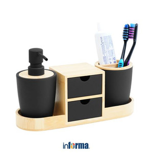 Informa Set 4 Pcs Brisa Perlengkapan Kamar Mandi - Hitam