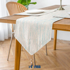 Informa 36X230 cm Table Runner Jacquard Gd-38 - Biru Aqua