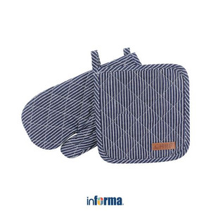 Informa Set 2 Pcs Sarung Tangan Oven Denim Garis - Biru Tua