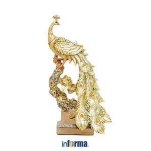 Informa - Informa 16x9x30 Cm Miniatur Dekorasi Peacock Ag1 - Gold