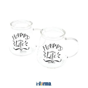 Informa - Appetite 700 Ml Set 2 Pcs Gelas Dengan Tutup Happy Life