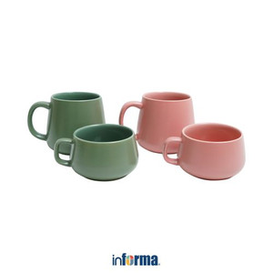 Informa - Appetite Set 4 Pcs Sienna Mug - Hijau/Pink