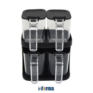 Informa - Informa Set 4 Pcs Clarence Tempat Bumbu Dapur - Hitam