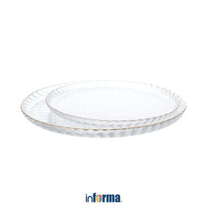 Informa - Apettite Set 2 Pcs Remi Piring Saji Kaca Dengan Gold Rim