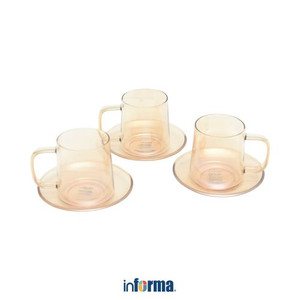 Informa - Appetite Set 3 Pcs Rory Cangkir & Saucer - Cokelat Amber