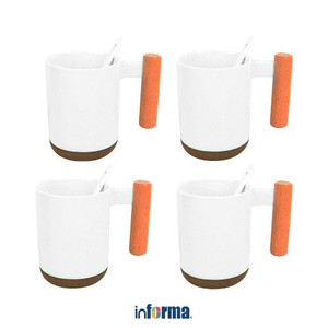 Informa - Appetite 355 Ml Set 4 Pcs Ganevo Mug Dengan Sendok - Putih