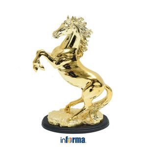 Informa - Informa 28x11x36.5 Cm Hiasan Miniatur Rearing Horse - Gold