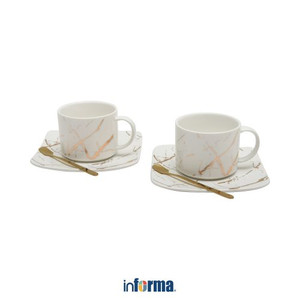 Informa - Appetite 220 Ml Set 2 Pcs Cangkir & Saucer Marbel - Putih