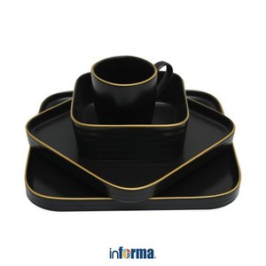 Informa - Appetite Set 8 Pcs Serene Perlengkapan Makan - Hitam/Gold