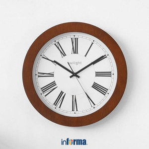 Informa - Jam Dinding 46 Cm Kayu Angka Romawi - Cokelat