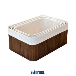 Informa 35X25X15 Cm Set 3 Pcs Kotak Penyimpanan Bambu - Cokelat