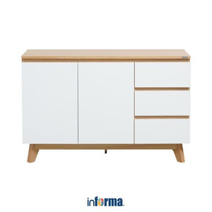 Informa - Preston Lemari Kabinet Oak 2 Pintu 3 Laci - Putih Oak