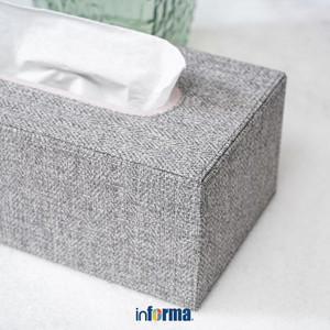 Informa - Tempat Tisu Kulit 25.3x13.4x9.9 Cm - Abu-Abu