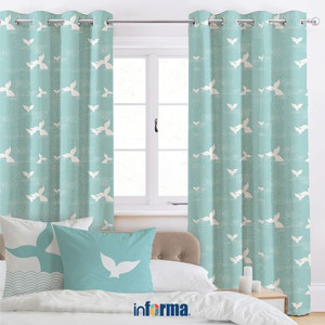 Informa - Gorden 140x250 Cm Set 2 Pcs Junior Whale - Biru