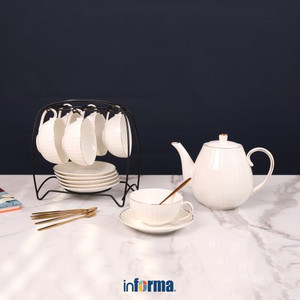 INFORMA - PERALATAN MINUM - TEAPOT SET LUCILLE W/CUP SAUCER + RACK(20)