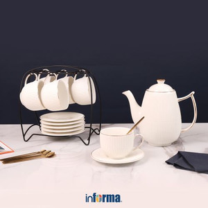 INFORMA - PERALATAN MINUM - TEAPOT SET LAILEY W/CUP SAUCER + RACK(20)