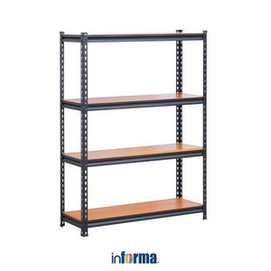 INFORMA - RAK BESI - ISLEY 4 SHELVES RACKING WALNUT BLACK