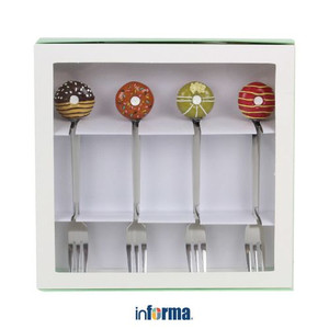 Informa - Appetite Set 4 Pcs Garpu Kue Dengan Hiasan Doughnuts Sweets