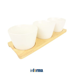 Informa - Appetite 11 Cm Set 4 Pcs Mangkuk Saji Dengan Nampan - Putih