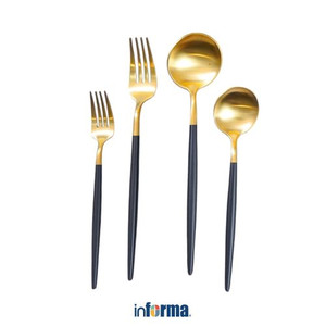 Informa - Appetite Set 4 Pcs Dill Alat Makan - Hitam/Gold