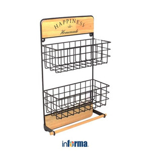 INFORMA - RAK DAPUR - ROWEN 2 TIER HANGING KITCHEN RACK BROWN