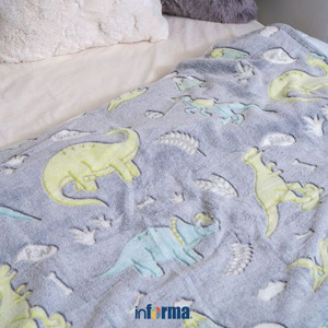 Informa 125X152 Cm Selimut Glowing Dinosaur - Abu-Abu