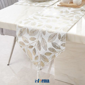 INFORMA - TAPLAK MEJA - TABLE RUNNER SET FOIL PRINT 061 WHITE