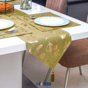 INFORMA - TAPLAK MEJA - TABLE RUNNER SET FOIL PRINT 025 GREEN