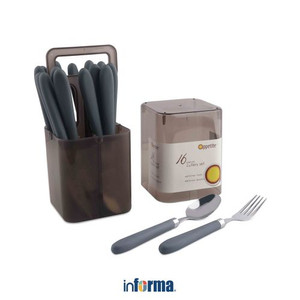 Informa - Appetite Set 16 Pcs Hugo Alat Makan - Abu-Abu