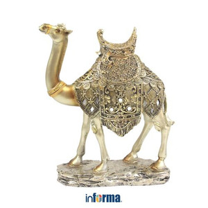 INFORMA - FIGURIN - FIGURINE CAMEL EGYPT 4F GOLD 16X6X20.5CM