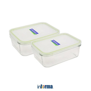 Informa - Glasslock Set 2 Pcs Special Wadah Makanan - Hijau Muda