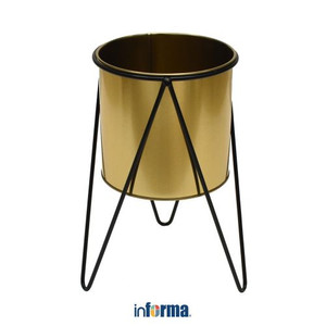 INFORMA - POT TANAMAN - POT W/ STAND 10XS BLACK GOLD 19X28CM