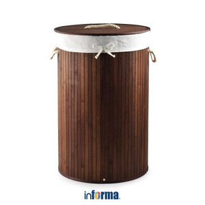 INFORMA - KERANJANG PAKAIAN BULAT-LAUNDRY BASKET ROUND BAMBOO DARK BRN